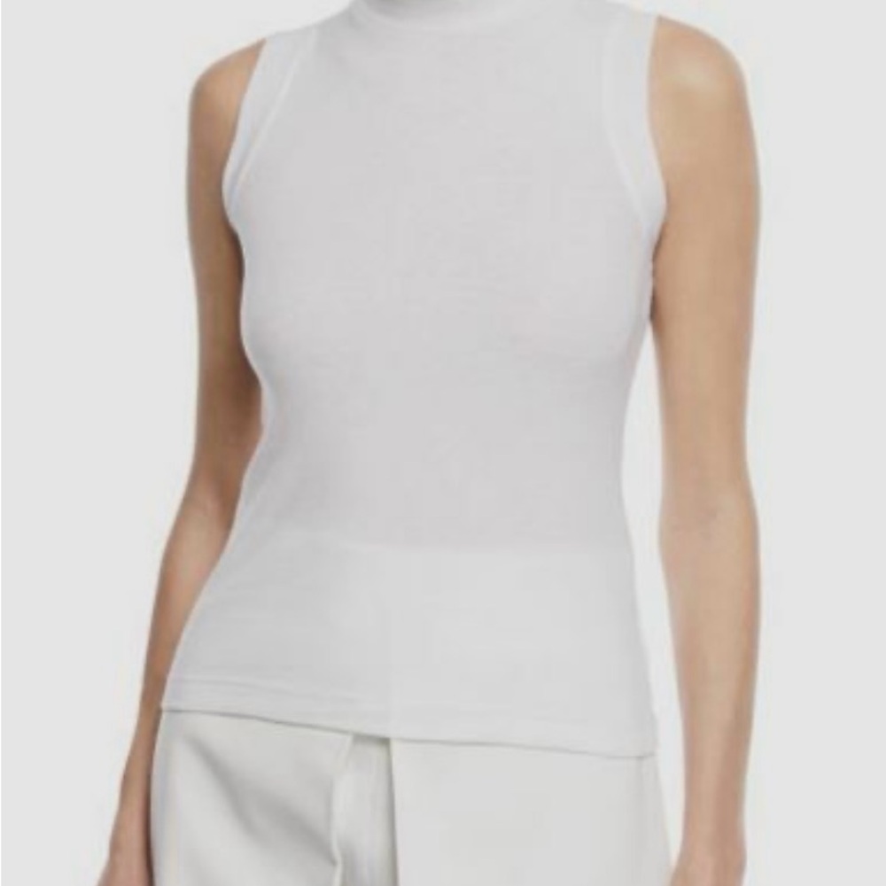 Rosetta Getty white turtleneck sleeveless cotton jersey top size small